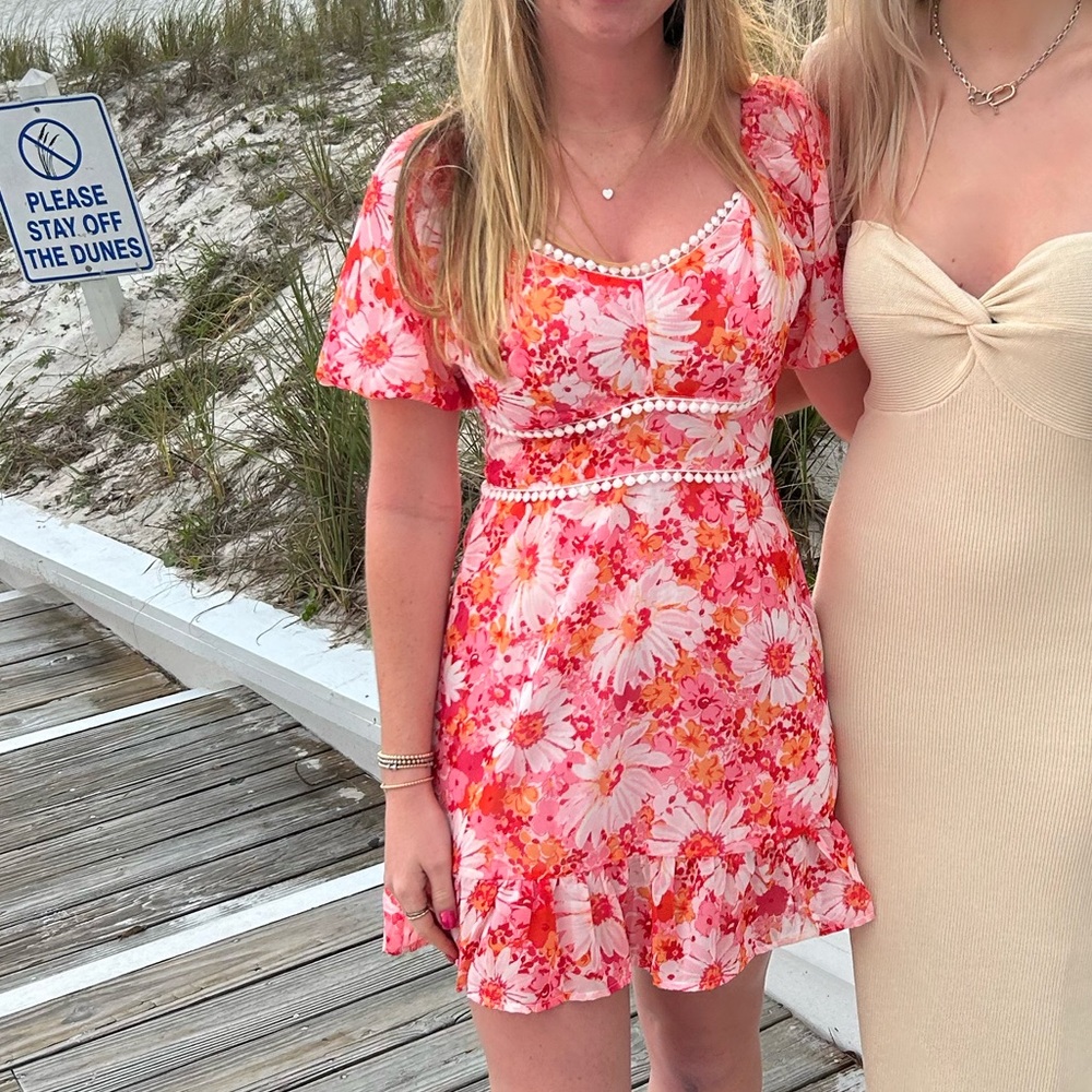 Pink and Orange floral mini dress